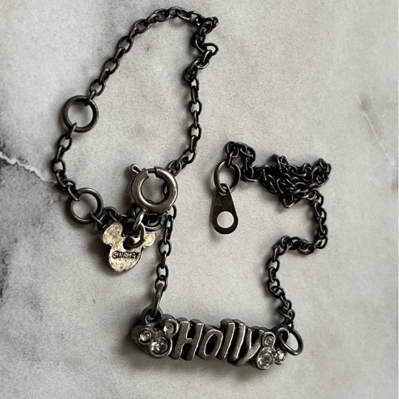 Vintage Disney park Mickey Mouse ankle Bracelet Holly Disney store name plate - Picture 4 of 12